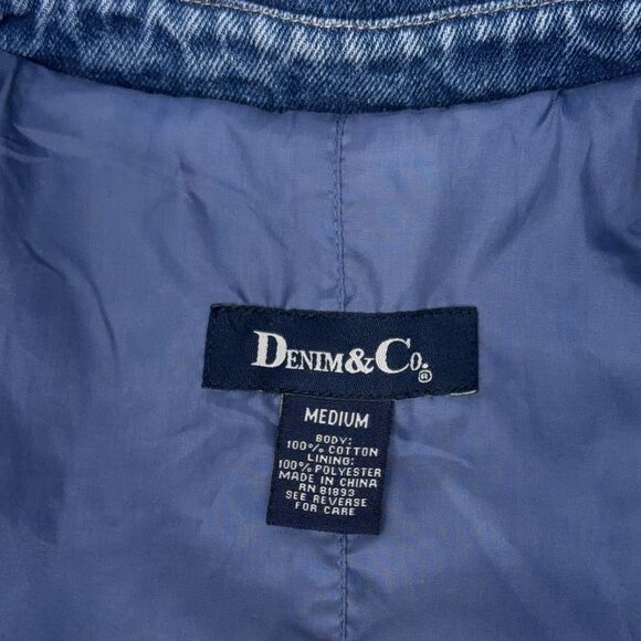 Denim & Co Long Barn Chore Coat Women's Medium, Trench Jean Lined Vintage Y2K - Picture 8 of 13